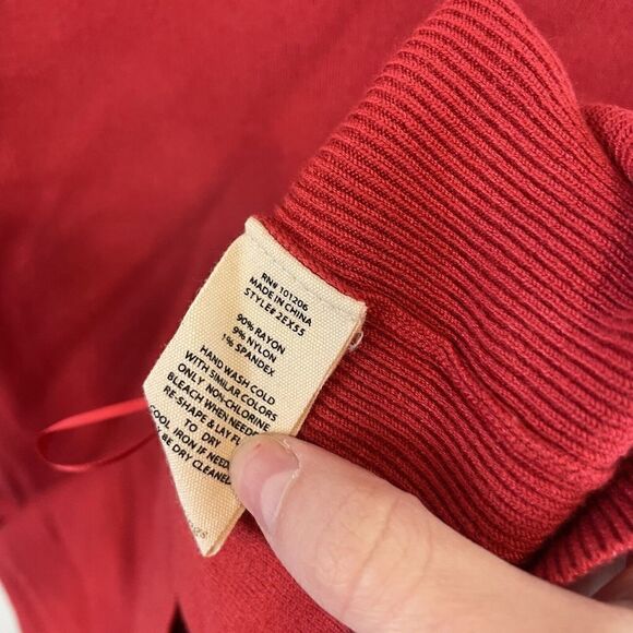 Soft Surroundings Size Large Red Gold Beaded‎ Sweater Rayon Nylon Spandex - Picture 4 of 6